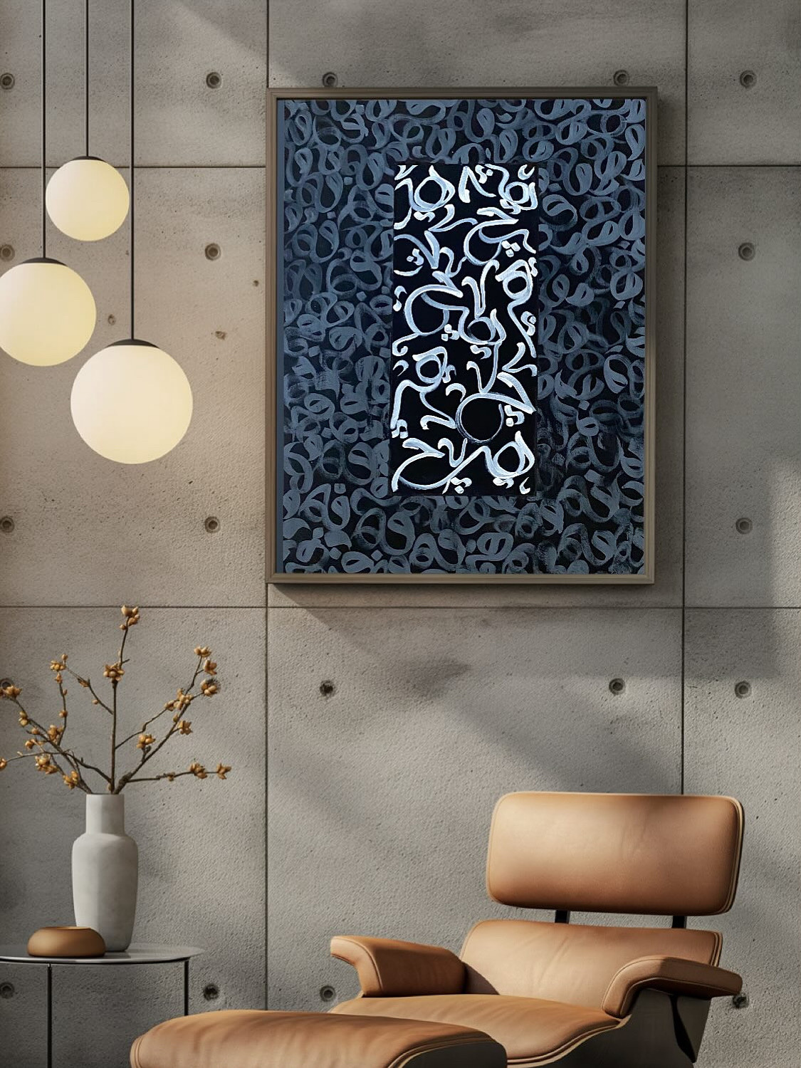 این اثر با عنوان "هیچ" روی شاسی در سایز 50 در 70 اجرا شده